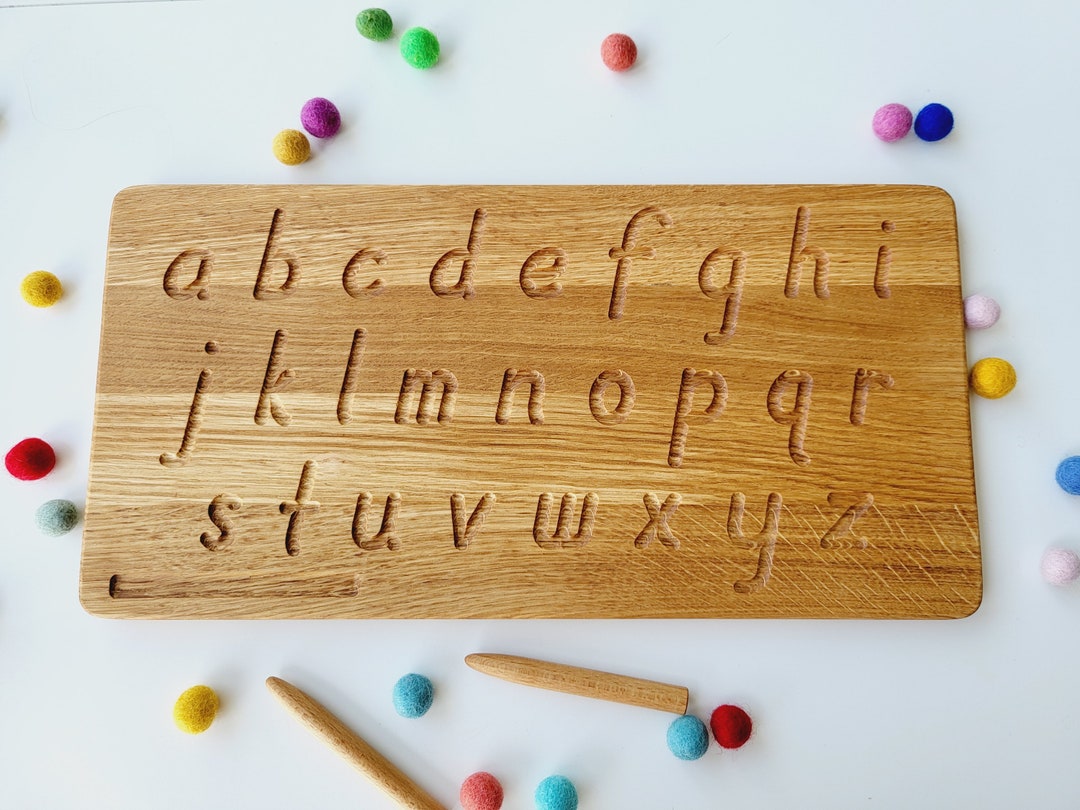 Reversible wooden alphabet tracing board: English cursive - Threewood