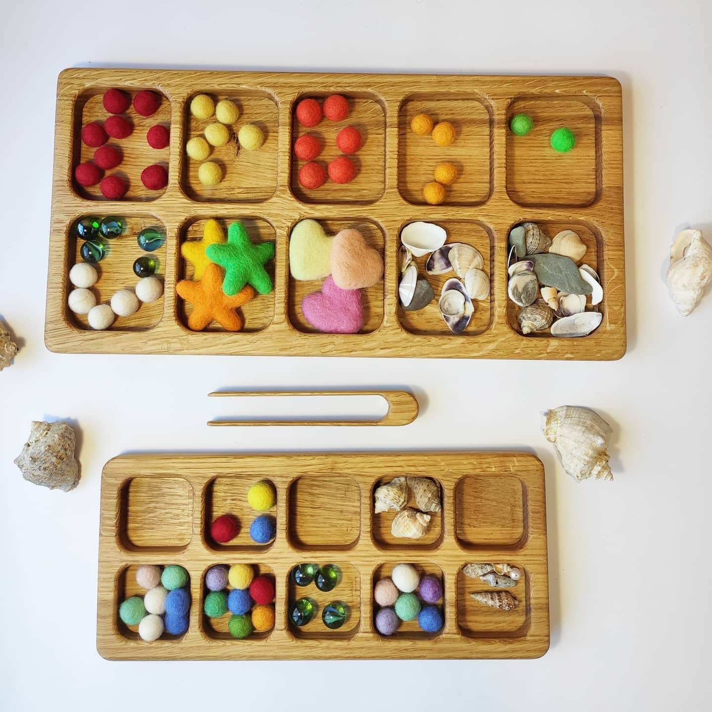 Wooden Color Sorting tray - Toddler preschool activity