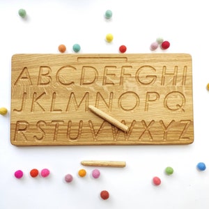 Placa de rastreamento de alfabeto reversível impressa cursiva inglês minúsculas/maiúsculas Montessori para crianças aprendendo habilidades motoras finas presente de caligrafia