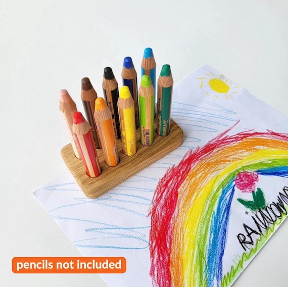 Pencil holder for Stabilo woody pencils wooden gift for kids desk organizer Montessori Waldorf homeschool art supplies PENCILS NOT INCLUDED
