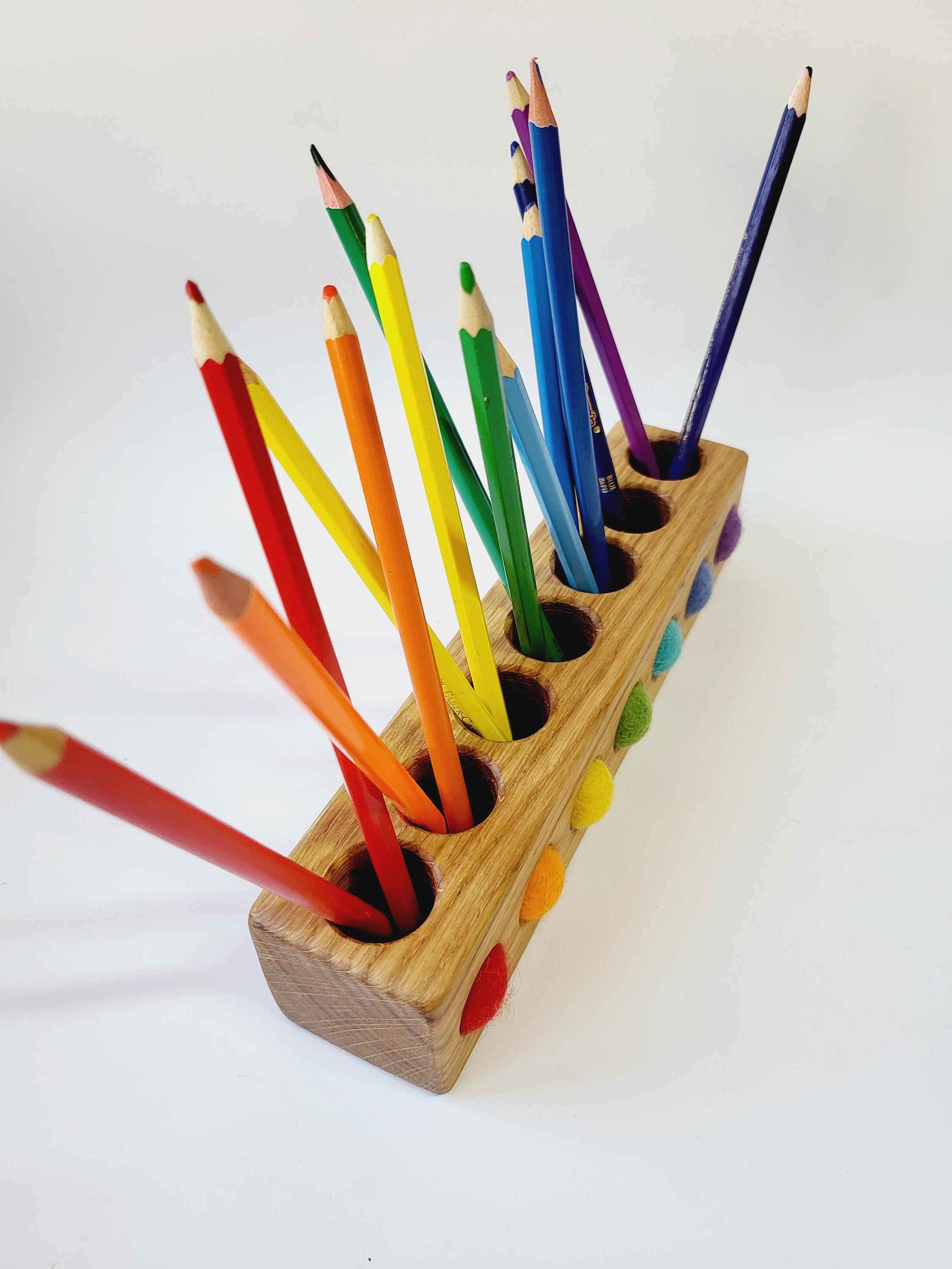 MyGift Multi Colored Solid Wood Pencil Holder Pen Cup, Desktop Stationery Office Supplies Holder for Rulers, Scissors, Markers, Colored Pencils, Set