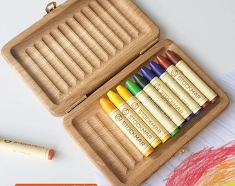 Stockmar Crayon Case Holder for 12 Sticks Waldorf Wooden Crayon Holder Birthday Gift for Kids Pencil Case Box Art Organizer Without Crayons