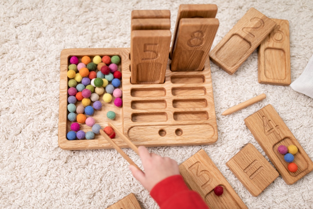 Child Gift Montessori Set of Reversible Trays With Numbers 1-20 ...