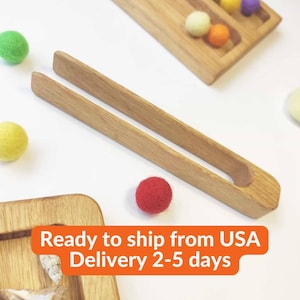 Montessori wooden tweezers or tongs fine motor skills gift for kids loose parts homeschool preschool activities Early childhood Sensory play