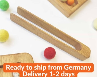 Montessori wooden tweezers or tongs fine motor skills gift for kids homeschool activities For ages 4+
