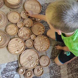 Montessori Sorting Plates or Trays with Numbers, birthday kids gift educational materials, toddler activities, preschool learning numbers image 2