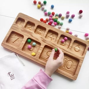 Gift for kids Montessori materials sorting tray 10 sections square shape learning numbers counting kid educational activity Montessori tray