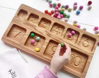 Gift for kids Montessori materials sorting tray 10 sections square shape learning numbers counting kid educational activity Montessori tray