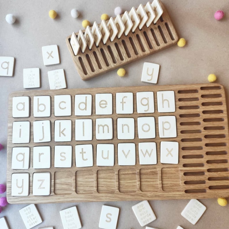 Learning letters Dutch Alphabet Lowercase Letters cards with board and holder Montessori educational materials learning Dutch gift image 1