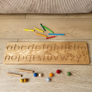 Alphabet tracing board long 5515 cm homeschool preschool montessori materials learning letters school gift for kids child kindergarten gift image 4