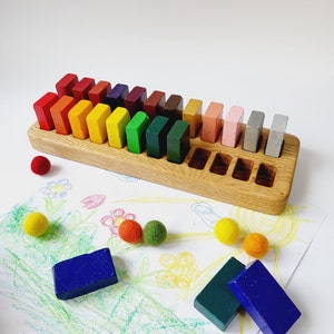 Crayon holder for Stockmar blocks, waldorf crayon holder, gift for kids, desk organization, wooden holder without crayons, waldorf