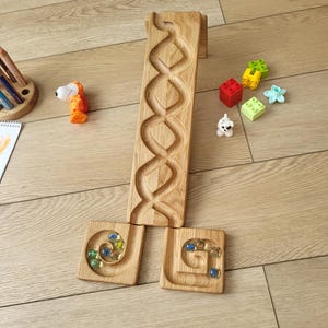Pista de carreras de canicas WHIRLPOOL, tablero de laberinto de madera para carreras de canicas, circuito de olas de canicas, regalo para niños, pista sinuosa para carreras de canicas, rollo de canicas