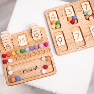 Personalisiertes Geschenk für Kinder: Montessori-Wendetafel zum Erlernen der Zahlen 0-20, Lernmaterialien für den Heimunterricht