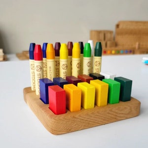 Waldorf crayon holder for 12 blocks/12 sticks Stockmar crayons rectangular shape desk organizer gift for kids kindergarten WITHOUT CRAYONS