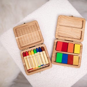 Stockmar crayon holder case for 8 sticks and for 8 blocks Waldorf school gift for kids boys girls wooden pencil case box without crayons