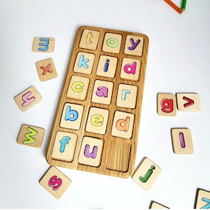 Montessori Alphabet Wooden Board 3×5 with Letter Cards – Learning Toy for Toddlers & Preschool Montessori school kindergarten letters kids