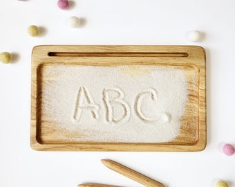 Montessori tracing sand tray sensory writing tray drawing card holder preschool Waldorf sand tray fine motor sensory play tracing homeschool
