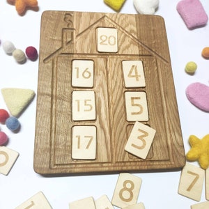 Montessori math, House Math board with set of numbers cards for learn composition of numbers up to 20, Birthday gift for kids gift