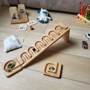 Wooden marble run race marble machine winding track set wooden ball run toys for child marble maze gift for kids marble roller marble track