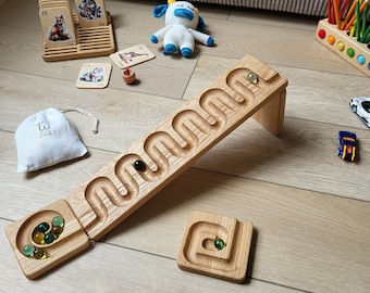 Wooden marble run race marble machine winding track set wooden ball run toys for child marble maze gift for kids marble roller marble track