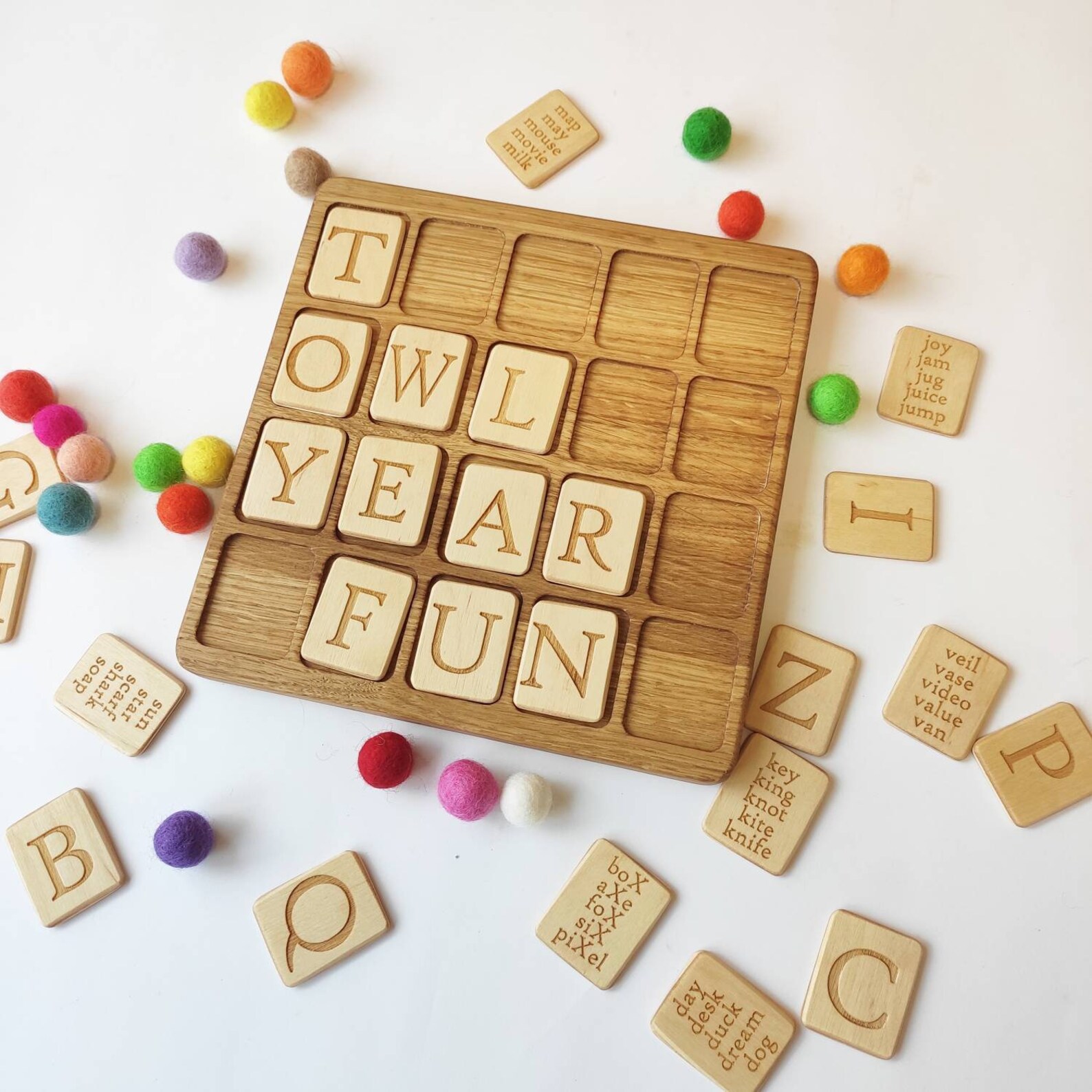 English Alphabet Reversible Wooden Board With Uppercase Etsy