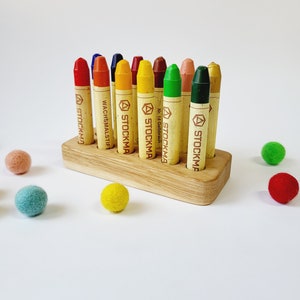 Stockmar crayon holder for 12 sticks desk organization waldorf school personalized gift for kids wooden holder WITHOUT CRAYONS