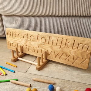 Tablero de rastreo del alfabeto de largo 55*15 cm, educación en casa, materiales montessori preescolares, letras de aprendizaje, regalo escolar para niños, regalo de jardín de infantes