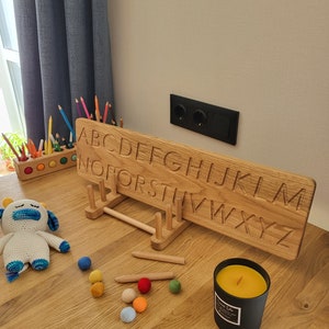 Alphabet tracing board long 5515 cm homeschool preschool montessori materials learning letters school gift for kids child kindergarten gift image 7