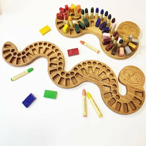 Crayon holder for Stockmar blocks and sticks gift for kids desk organization Waldorf tray crayon keeper Caterpillar kids gift