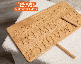 Alphabet-Übungstafel, wendbar, gedruckte englische Schreibschrift (Klein- und Großbuchstaben), Montessori-Lernhilfe zur Förderung der Feinmotorik und Handschrift, Geschenk