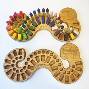 Stockmar Crayon Holder Caterpillar shape crayon holder for sticks/blocks gift for kids desk kindergarten organization Montessori classroom