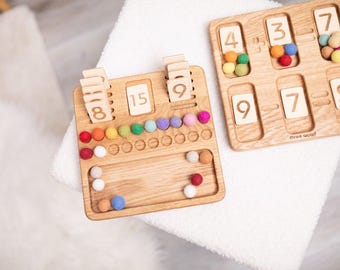 Montessori Math counting board with number cards 0-20 Educational toy learning manipulatives Homeschool For ages 4+