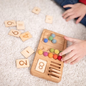 Montessori Math Board With Set of Reversible Cards 0-10 Birthday Gift ...