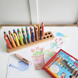 Pencil holder for Stabilo 24 pencils Woody 3 in 1 desk organizer child gift kids school supplies unique gift Montessori classroom Waldorf