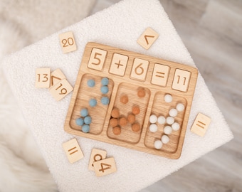 Vassoio matematico da 0 a 20 per imparare i numeri, regalo per bambini, matematica Montessori, addizione, sottrazione, risorsa per l'istruzione a casa, per insegnanti. Per bambini dai 4 anni in su.