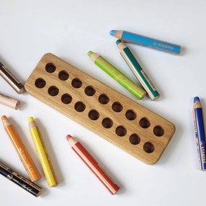 Pencil holder for Stabilo woody pencils wooden stiftehalter gift for kids desk organization Montessori crayon organizer homeschool supplies image 5