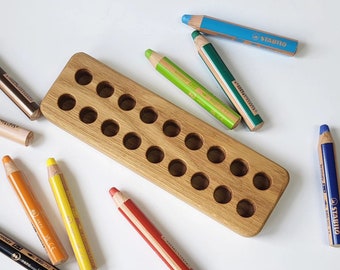Pencil holder for Stabilo woody pencils wooden stiftehalter gift for kids desk organization Montessori crayon organizer homeschool supplies