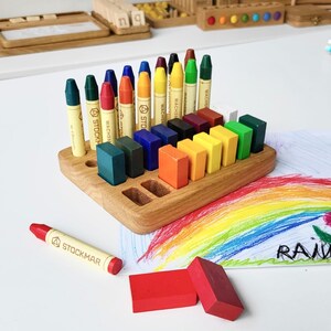 Stockmar crayon holder for sticks and blocks, waldorf crayon holder, gift for kids, desk organizer holder without crayons gifts organization image 14