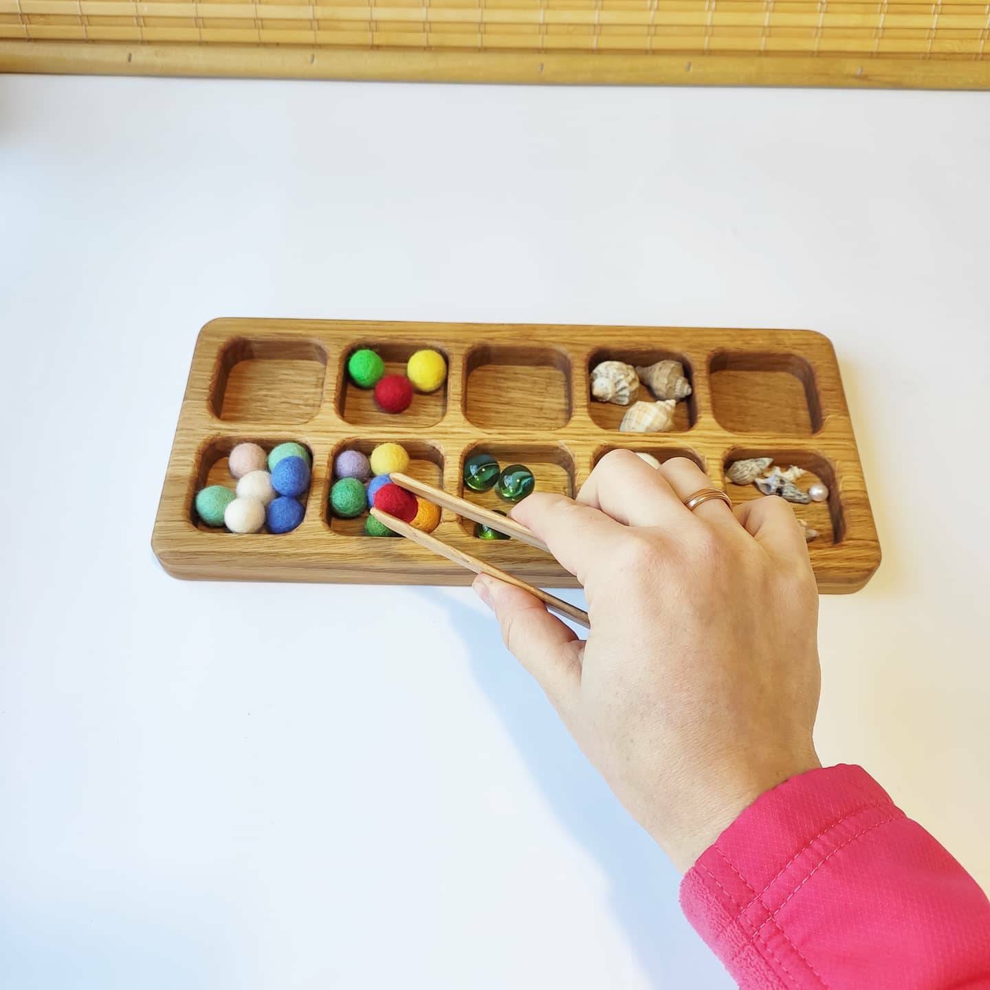 Wooden sorting tray Montessori educational resources Etsy