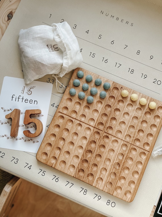 Montessori hundred board math manipulative unique gift for kid learning numbers counting homeschool hundred frame activity for ages 4+