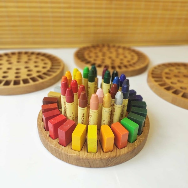Stockmar crayon holder for sticks and blocks Waldorf crayon holder gift for kids desk organizer wooden holder without crayons stiftehalter