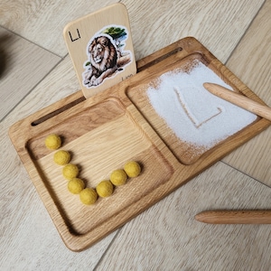 Montessorihouten leerblad Zandschrijfblad 2-delig blad Kaarthouder Kleuterschool Waldorf Zintuiglijke Fijne Motoriek Tracering Bord Klaslokaal