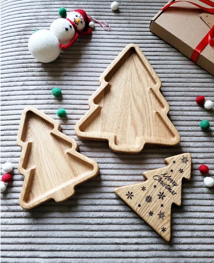 クリスマスギフト 木製 クリスマスツリートレイ パーソナライズされた