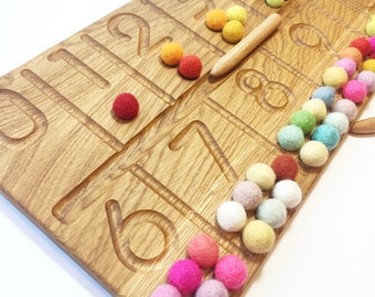 Pizarra Montessori personalizada para niños, recurso educativo para el aprendizaje de los números en casa. Para mayores de 4 años.