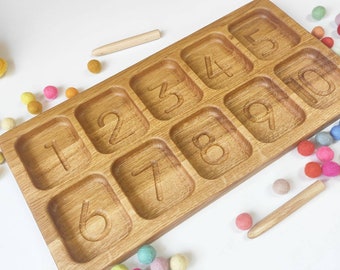 Montessori sorting tray with 10 sections and numbers, gifts for kids school supplies toddler toys child gift birthday gift unique gift