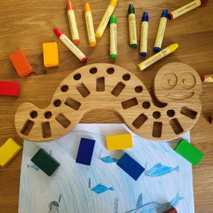 Crayon Holder for Stockmar Blocks/Sticks Caterpillar-Shaped Waldorf Organizer Personalized Gift for Kids Montessori Classroom