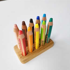 Pencil holder for Stabilo woody pencils wooden stiftehalter gift for kids desk organization Montessori crayon organizer homeschool supplies image 9