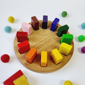 Waldorf crayon wooden holder Stockmar blocks art supplies birthday teacher gift for kids desk organizer Montessori classroom toddler