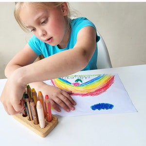 Pencil holder for Stabilo woody pencils wooden stiftehalter gift for kids desk organization Montessori crayon organizer homeschool supplies image 12