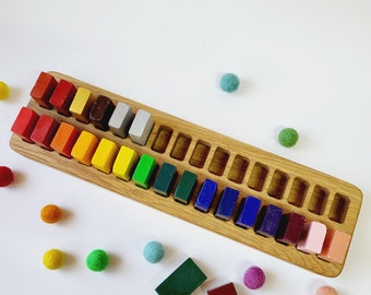 Crayon holder for Stockmar blocks Waldorf wood holder art supplies  Montessori classroom personalized gift for kids homeschool